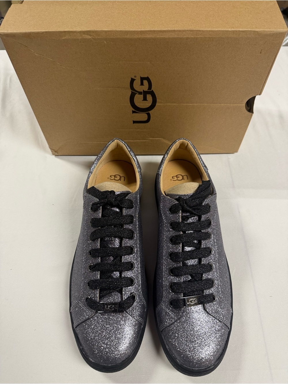 UGG Milo Glitter Gunmetal Metallic Sneakers Women’s 9.5